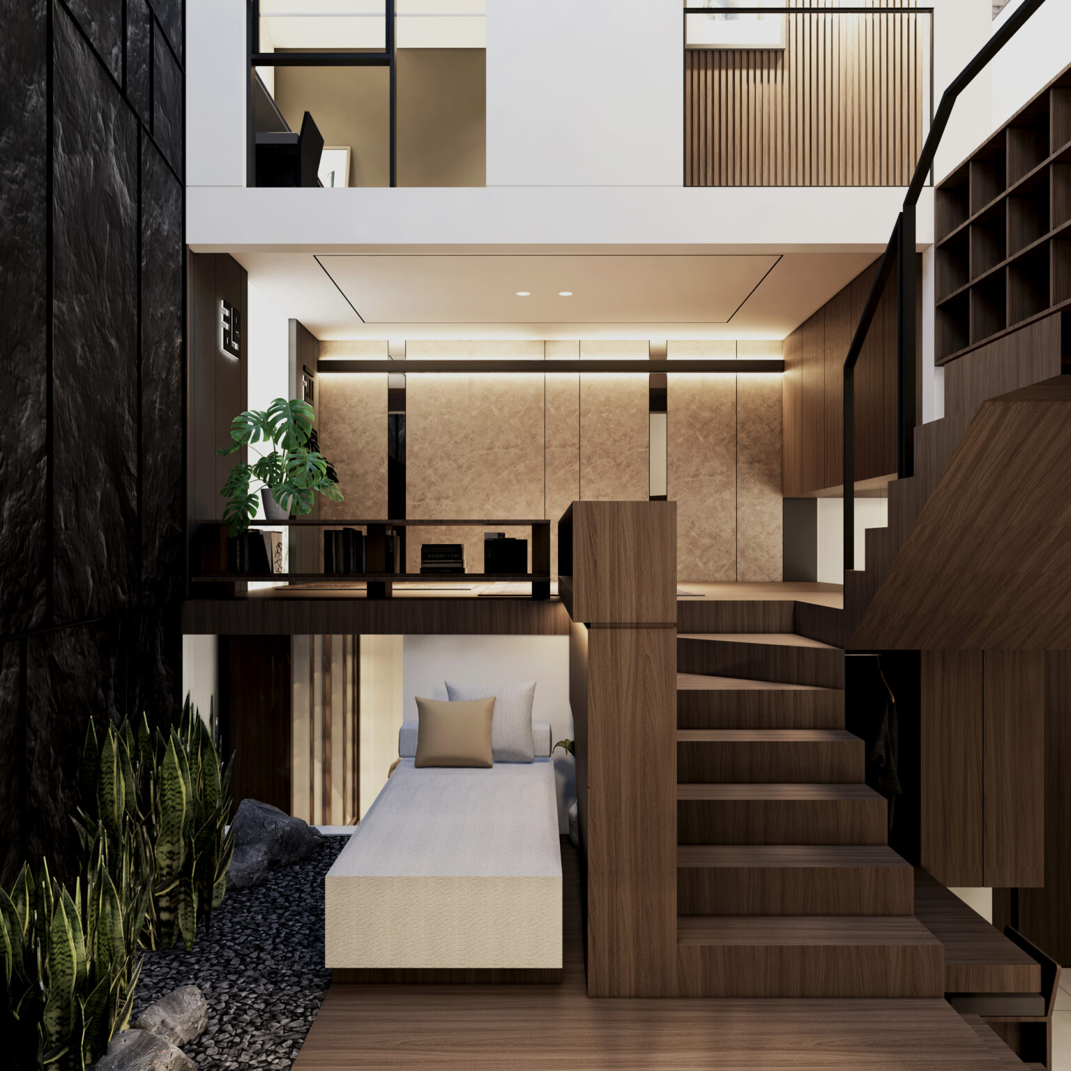 desain arsitektur dan interior ruang baca NY HOUSE Solo